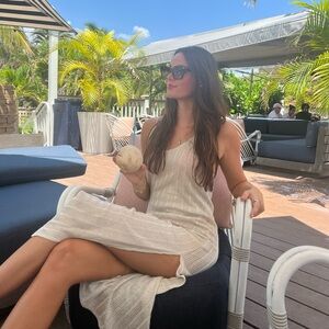 Surf Gypsy tan midi swimsuit dress cover up size Medium